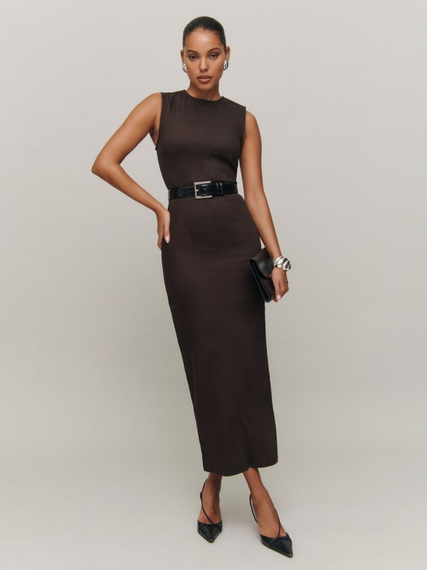 Kendi Denim Midi Dress - Mole